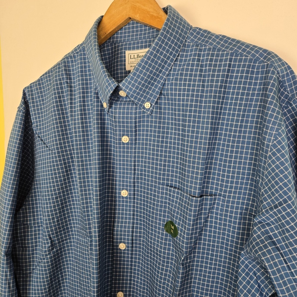 LL Bean Wrinkle‎ Free Traditional Fit Button Down Shirt Mens XL TALL Plaid check